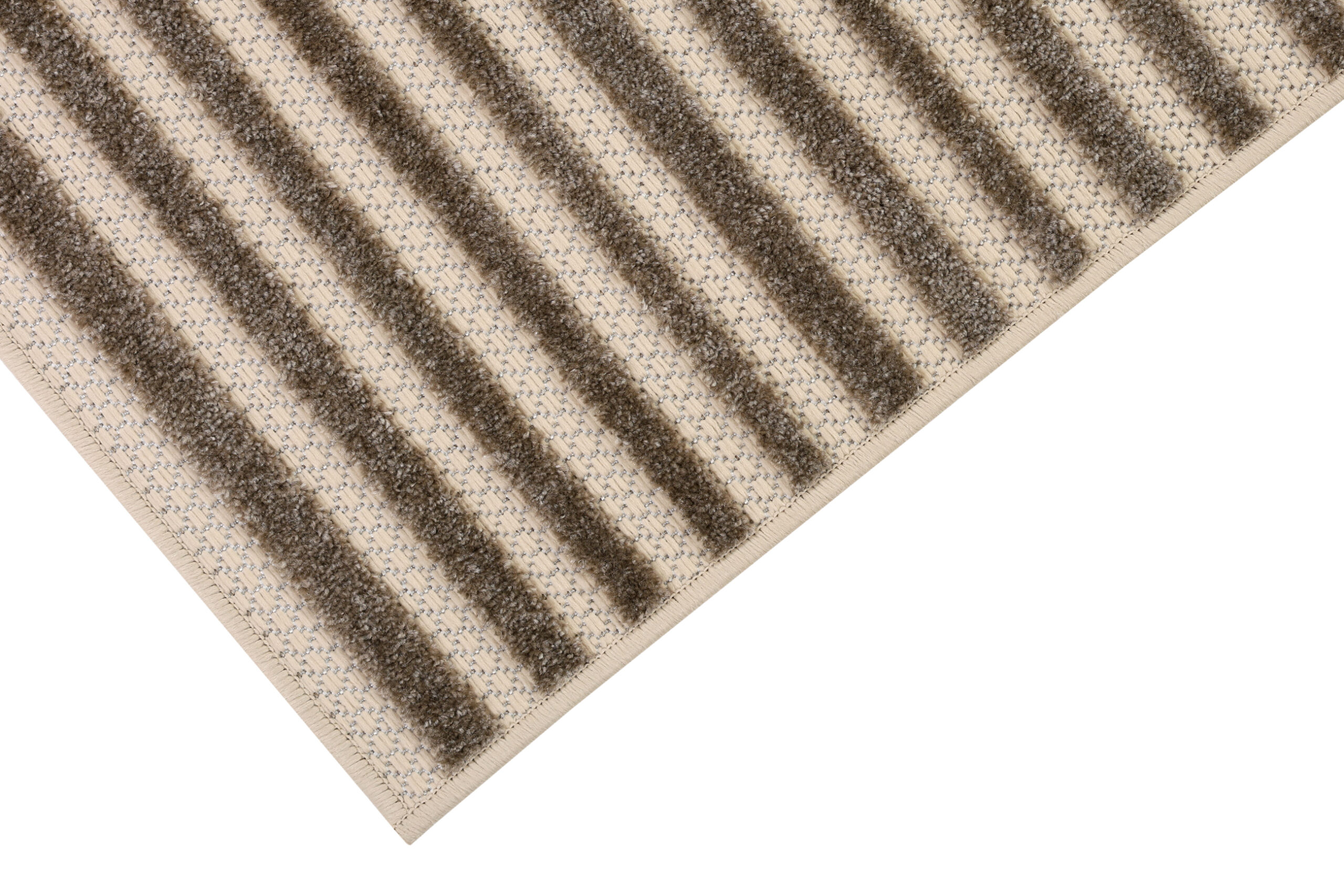 Outdoor Patio Rug Beige Cream Lines