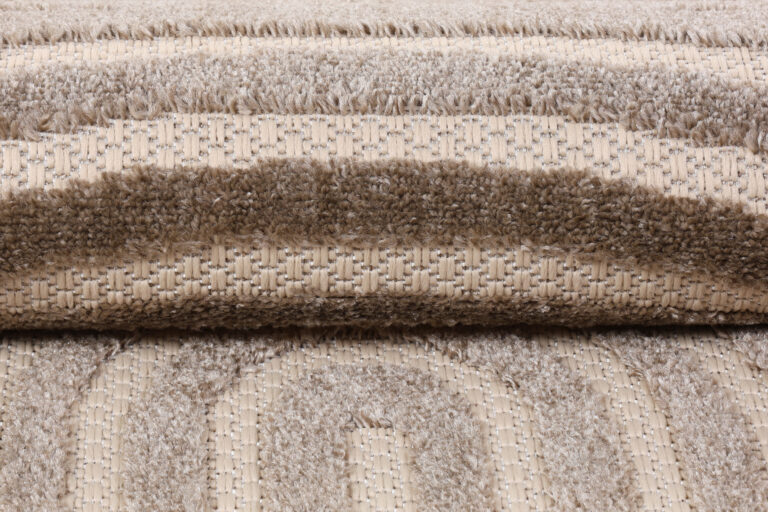 Outdoor Patio Rug Beige Cream Lines