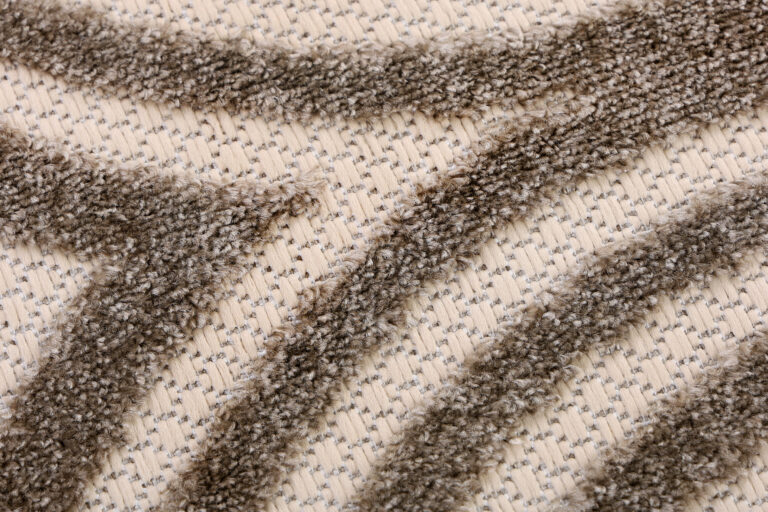 Outdoor Patio Rug Beige Cream Lines
