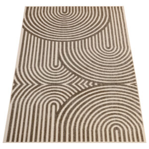 Outdoor Patio Rug Beige Cream Lines