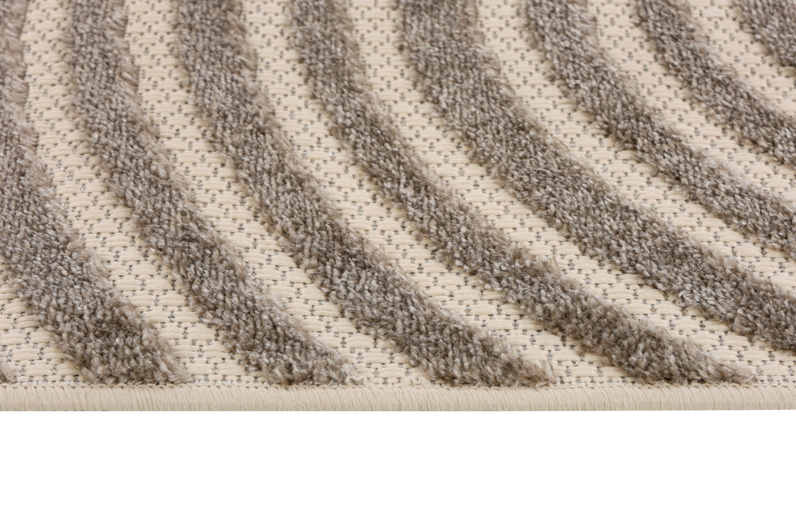 Outdoor Patio Rug Beige Cream Lines