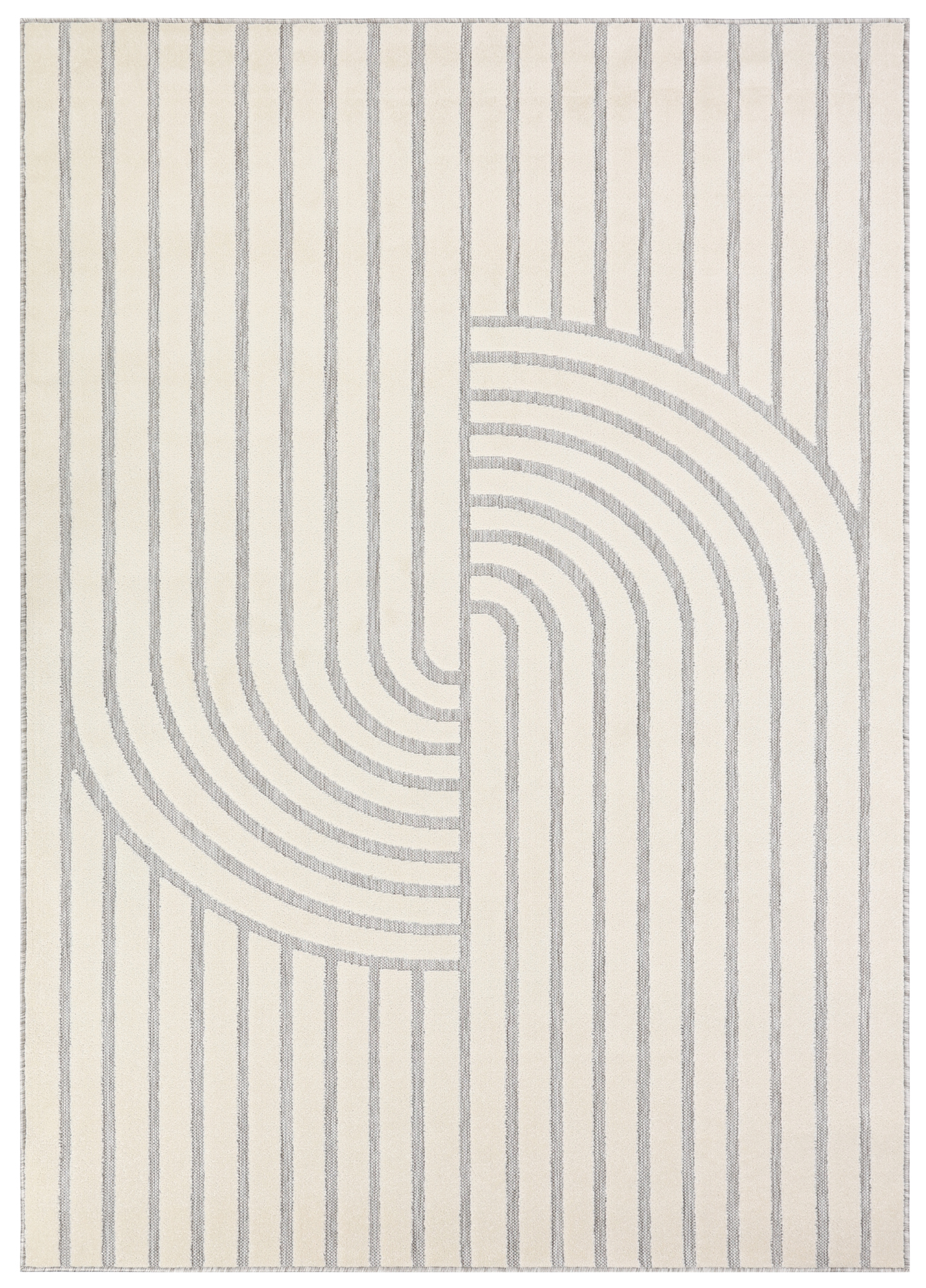 Outdoor Patio Rug Cream Gray Lines