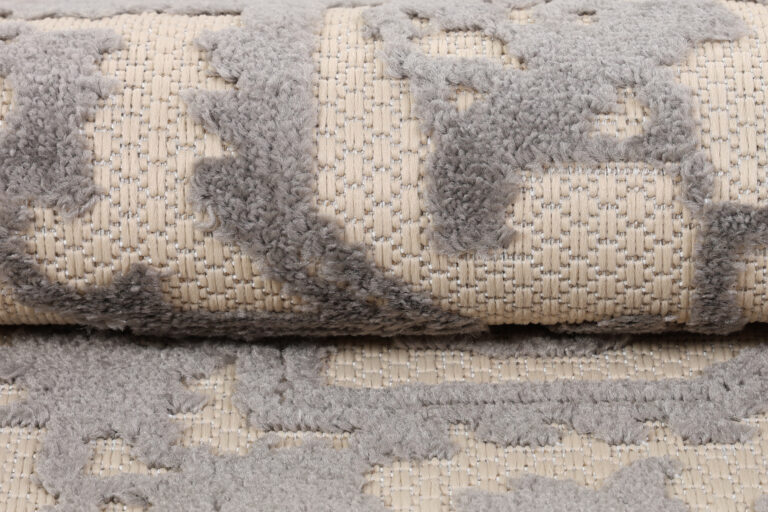 Outdoor Patio Rug Cream Gray Ornaments