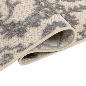 Outdoor Patio Rug Cream Gray Ornaments
