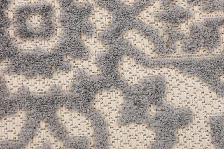 Outdoor Patio Rug Cream Gray Ornaments