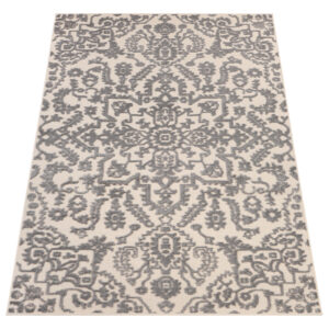 Outdoor Patio Rug Cream Gray Ornaments