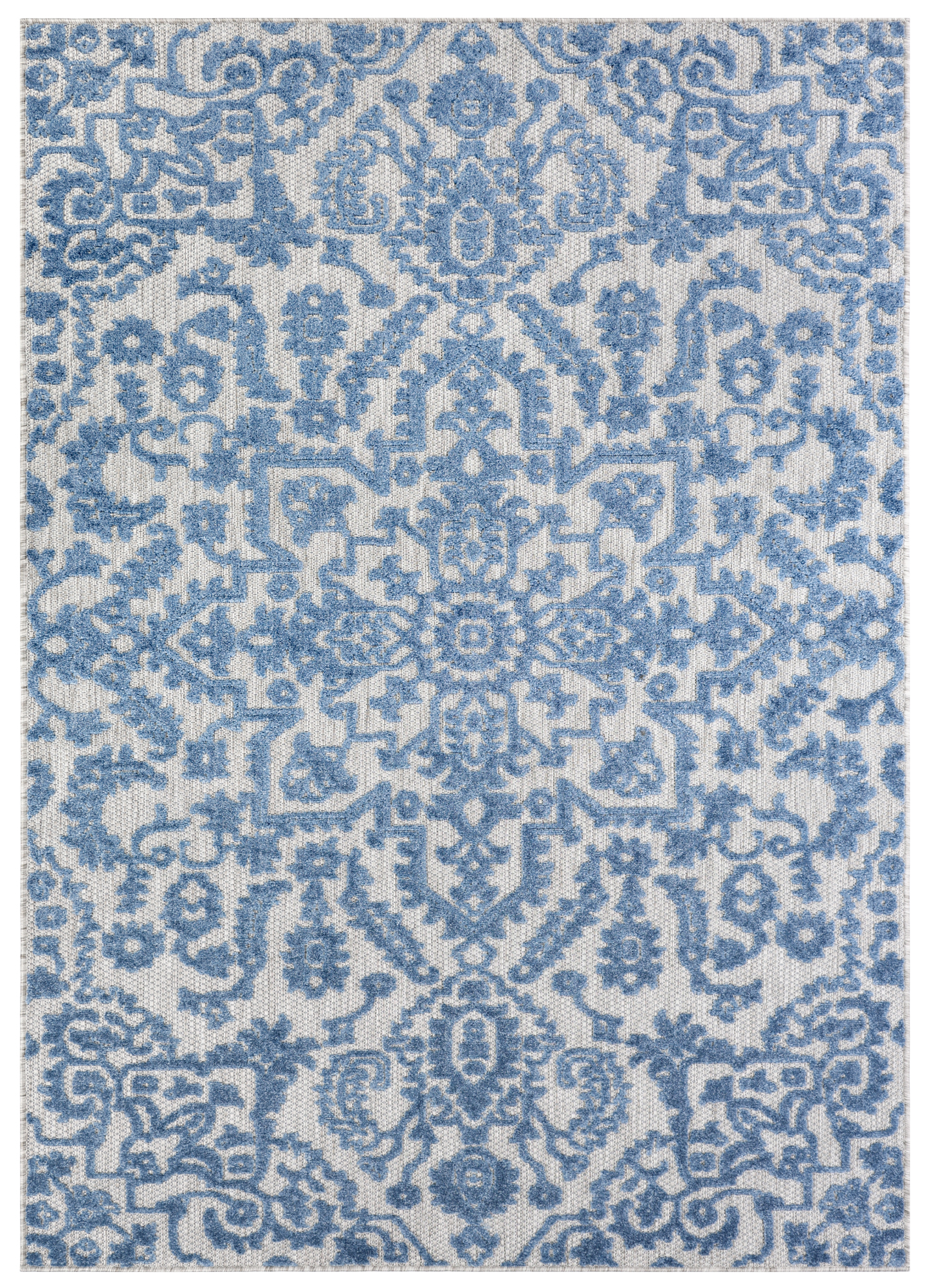 Outdoor Patio Rug Blue Ornaments
