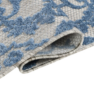 Outdoor Patio Rug Blue Ornaments