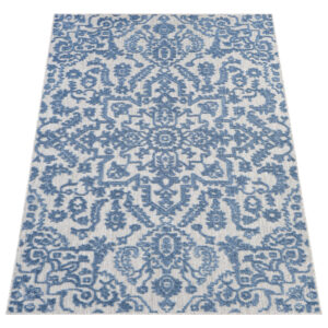 Outdoor Patio Rug Blue Ornaments