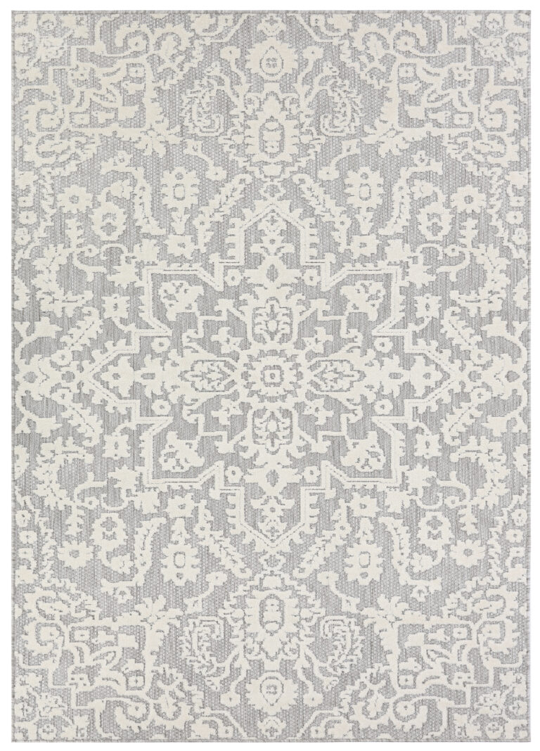 Outdoor Patio Rug Gray Cream Ornaments