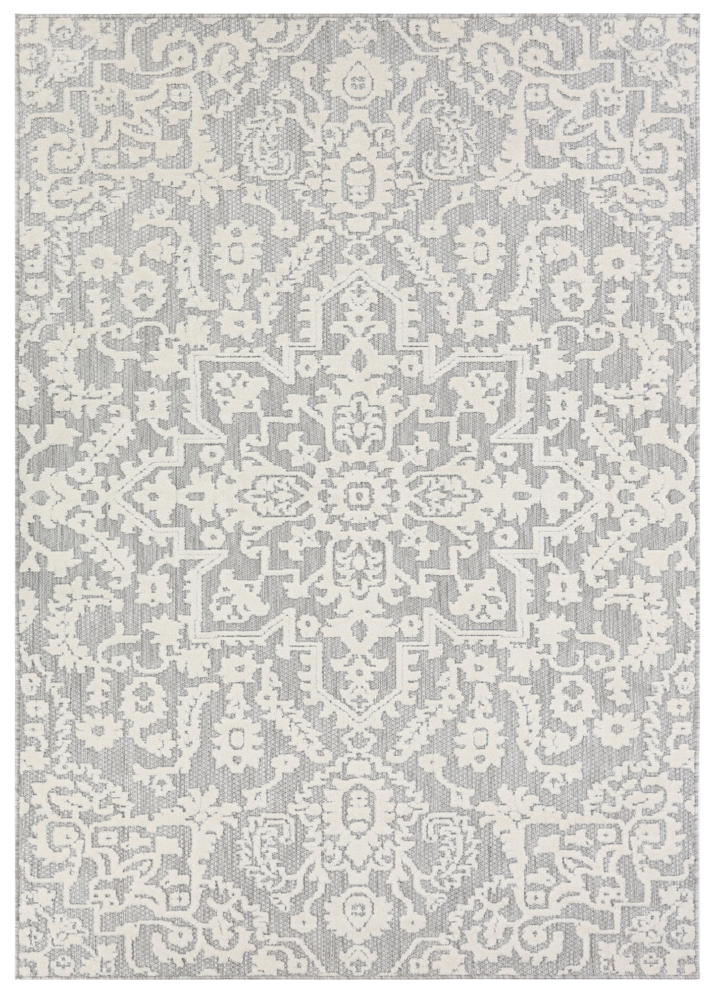 Outdoor Patio Rug Gray Cream Ornaments