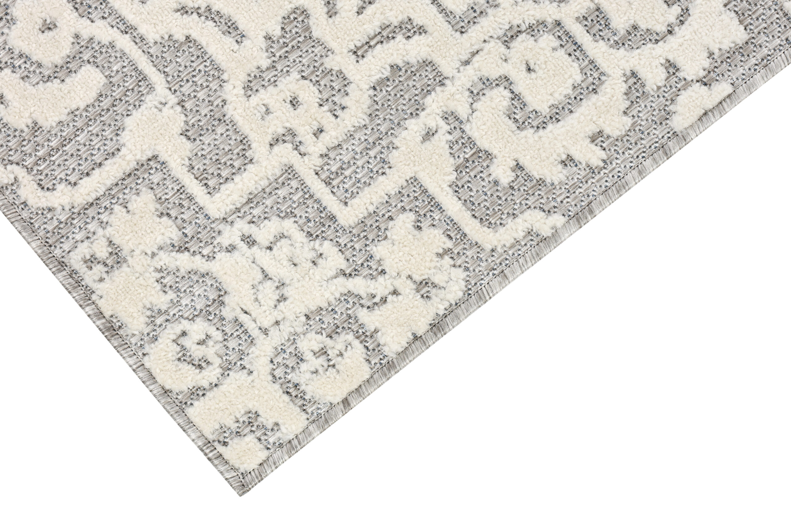 Outdoor Patio Rug Gray Cream Ornaments