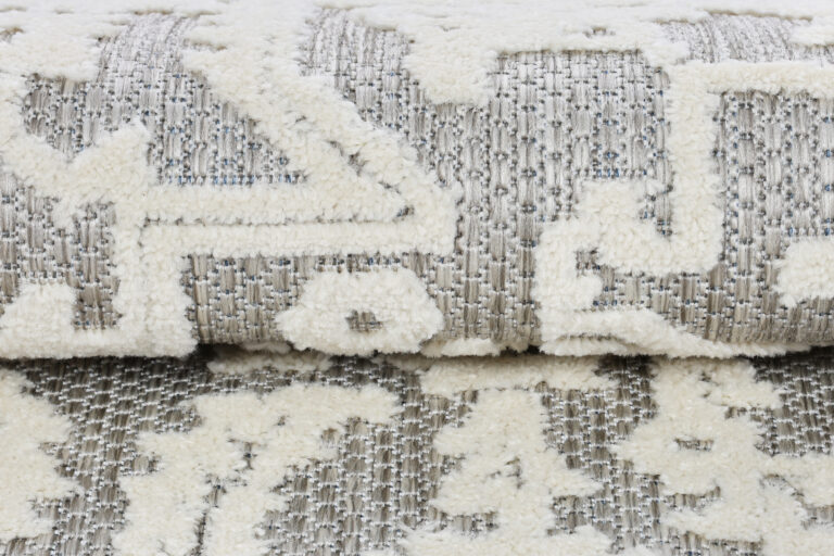 Outdoor Patio Rug Gray Cream Ornaments