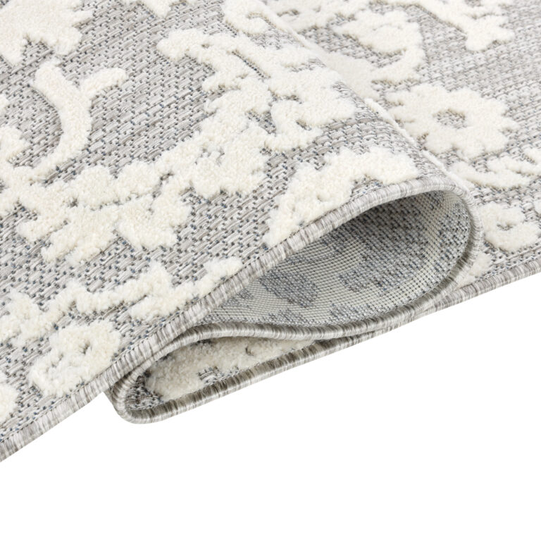 Outdoor Patio Rug Gray Cream Ornaments