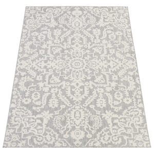 Outdoor Patio Rug Gray Cream Ornaments