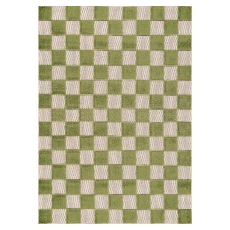 Checker Outdoor Rug Cream Green