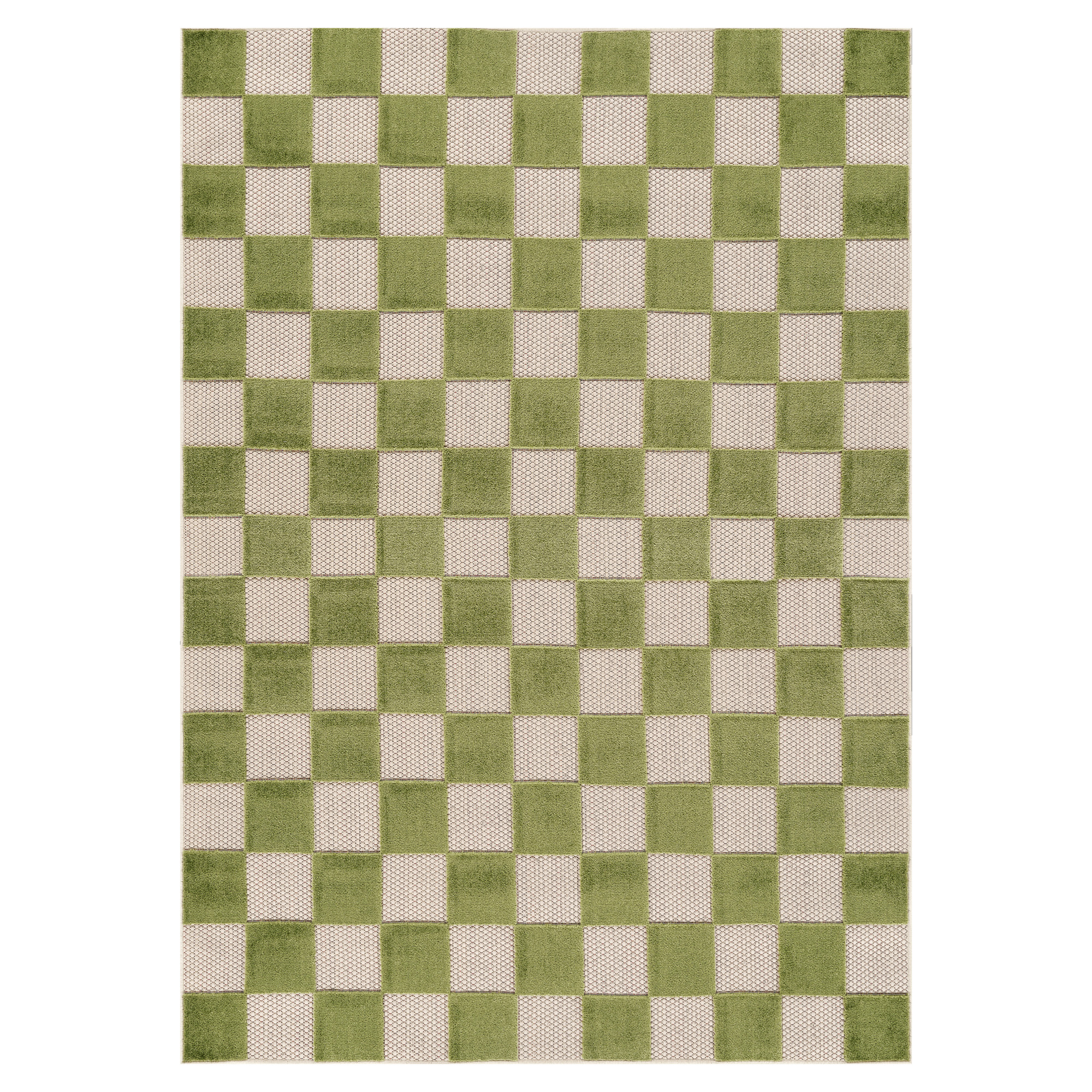 Checker Outdoor Rug Cream Green