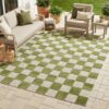 Checker Outdoor Rug Cream Green