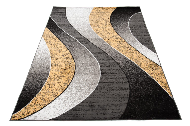 Area Rug Dream Modern Grey Yellow Waves